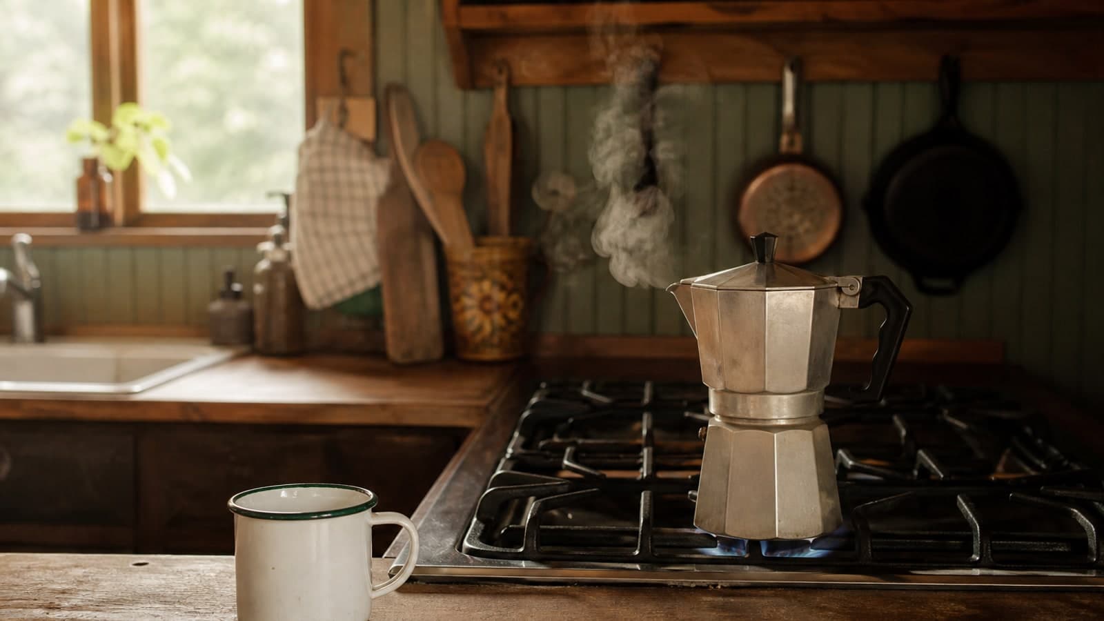 Stovetop Moka Pot: Strong Coffee in Ten Minutes